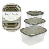 Wholesale - 3pc RECT. FOOD CONTAINER SET PAC-IT FRESH C/P 48, UPC: 887030780023